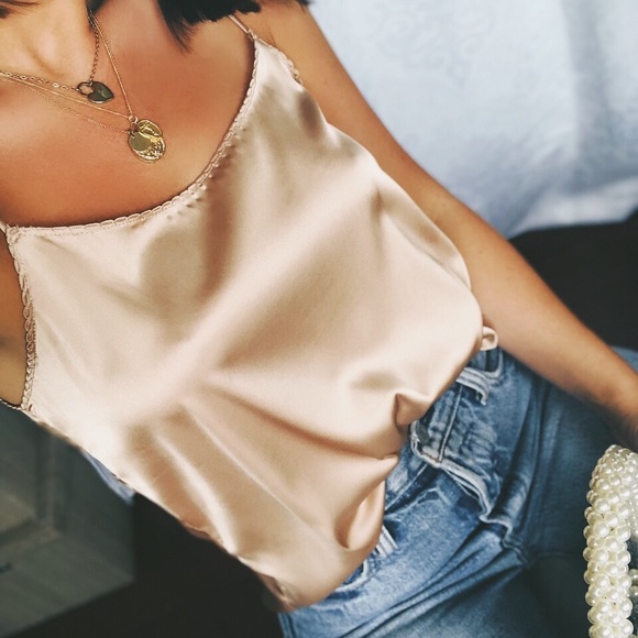 Last 1✨🆕Zooey Taupe Satin Cami Tank Top - Picture 8 of 8